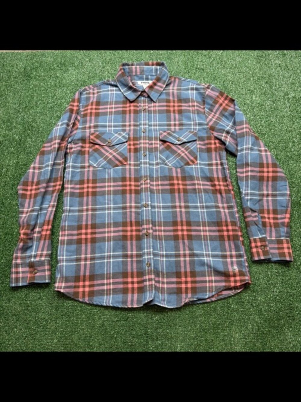RSQ Button Up Shirt Womens Size M Pink Flannel Plaid Long Sleeve